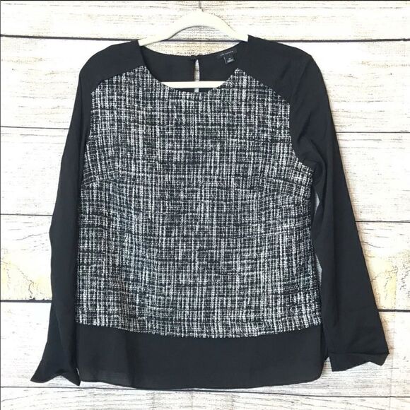 𝅺nwot Ann Taylor mixed media tweed top sz medium - Picture 2 of 10